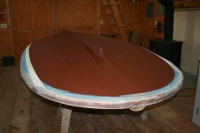 17 - No, not copper bottom paint on a winter boat.  Just red primer - because I had it on hand - and