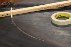 Bottom 06 - waterline marked with beam compass.JPG Bottom 06 - waterline marked with beam compass.JPG