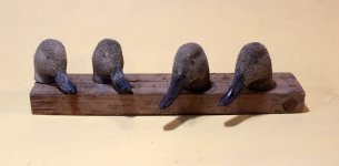 Model 63 Bluebill and Can Heads - epoxy + fine sawdust.JPG