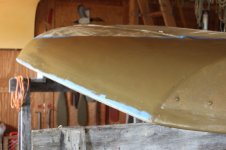 CAIRD - first hull paint + taping along side.JPG