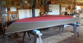 CAIRD - Gloss red bottom paint - with tape.JPG